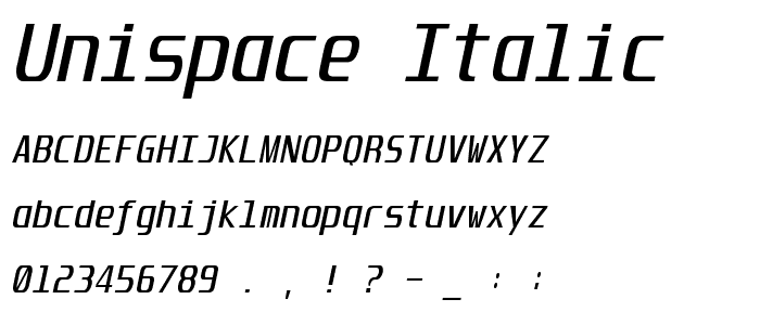 Unispace Italic font